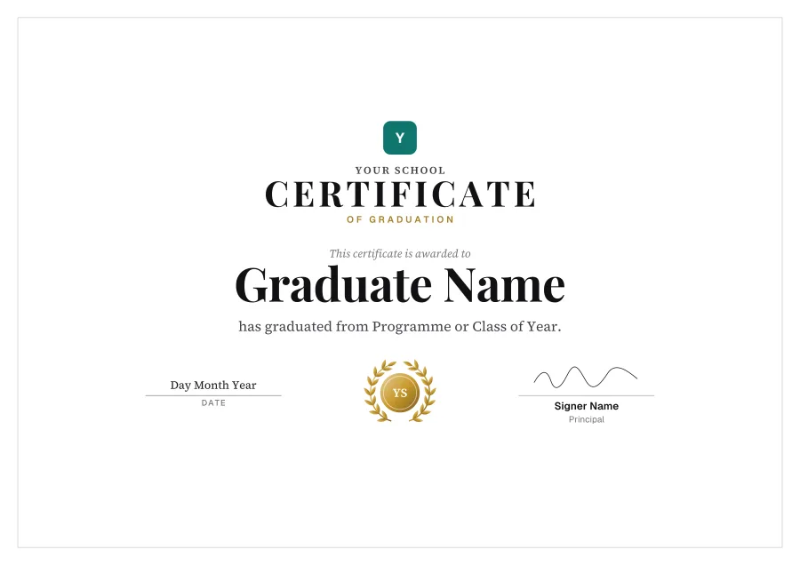 Certificate of Graduation certificate template for Word: Laurel design