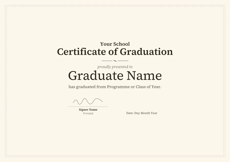 Certificate of Graduation certificate template for Word: Navy classic design
