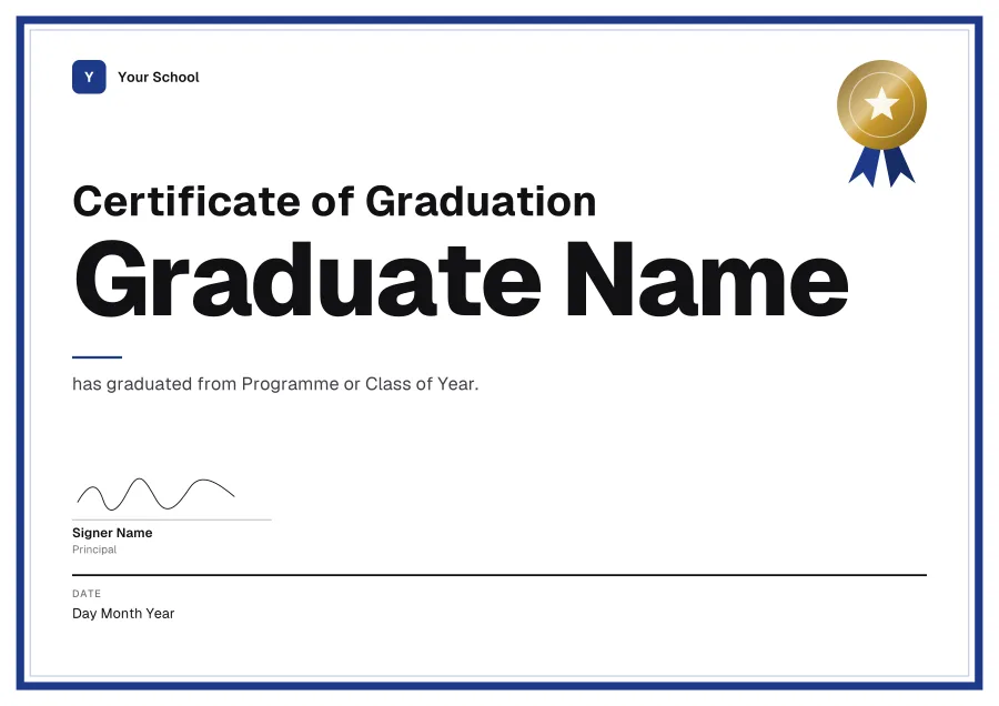 Certificate of Graduation certificate template for Word: Varsity design