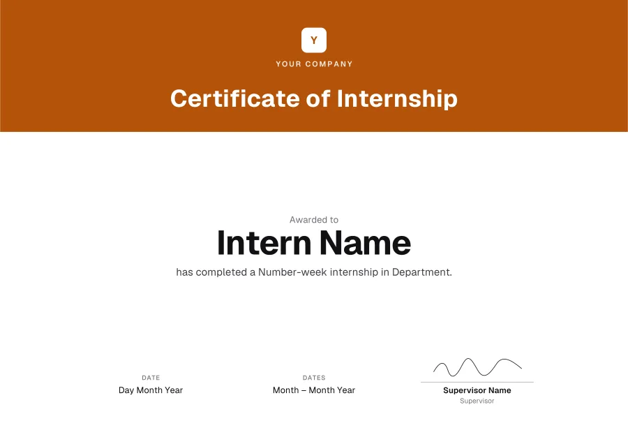 Certificate of Internship certificate template for Word: Banner design