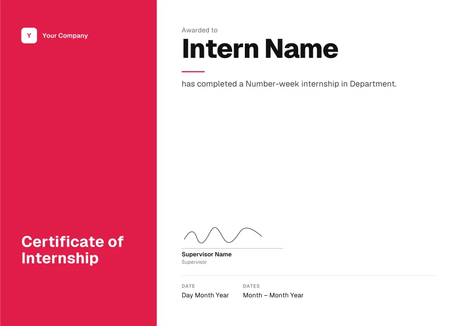 Certificate of Internship certificate template for Word: Coral panel design