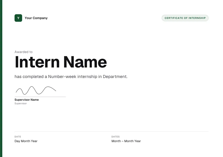 Certificate of Internship certificate template for Word: Monolith design