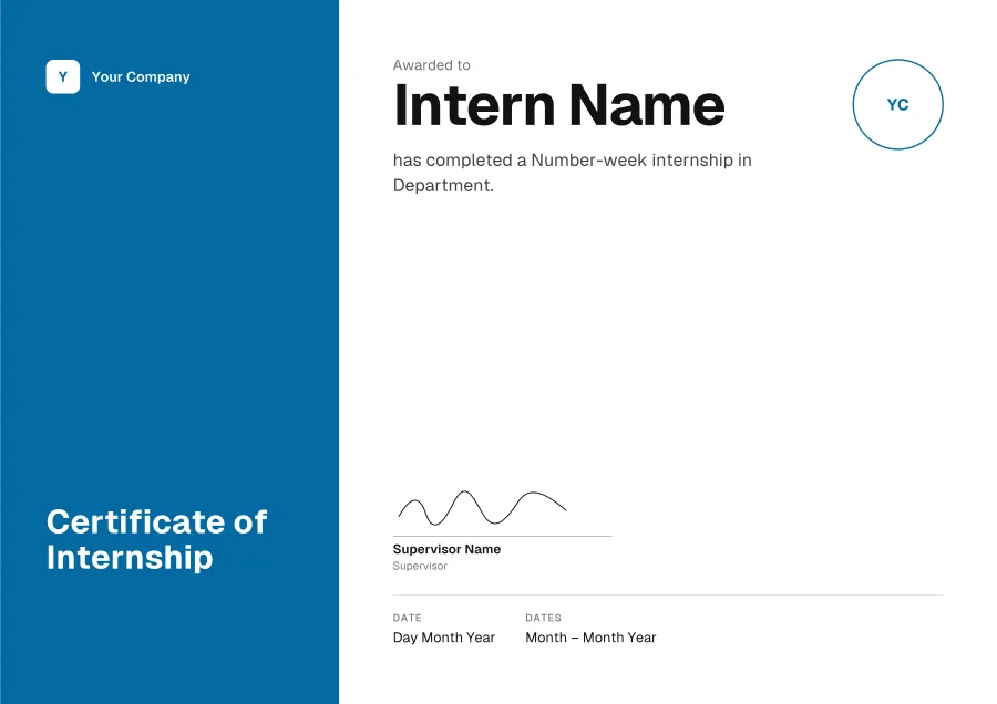 Certificate of Internship certificate template for Word: Ocean panel design
