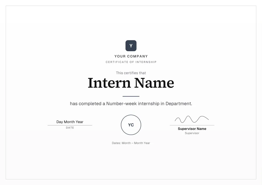 Certificate of Internship certificate template for Word: Silver line design