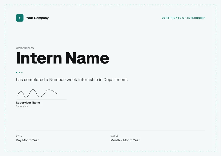 Certificate of Internship certificate template for Word: Studio design