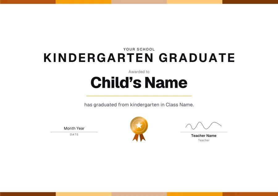 Kindergarten Graduate certificate template for Word: Celebration design