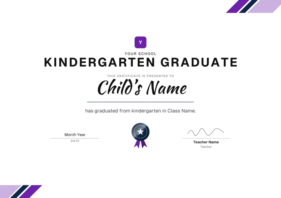 Kindergarten Graduate certificate template for Word: Event design