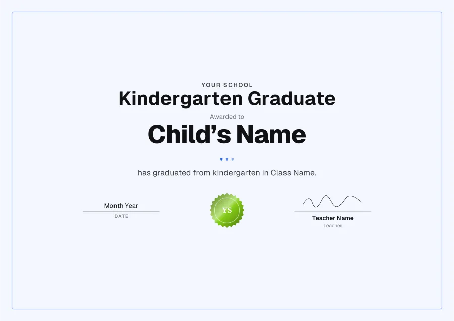 Kindergarten graduation certificate templates: Playground