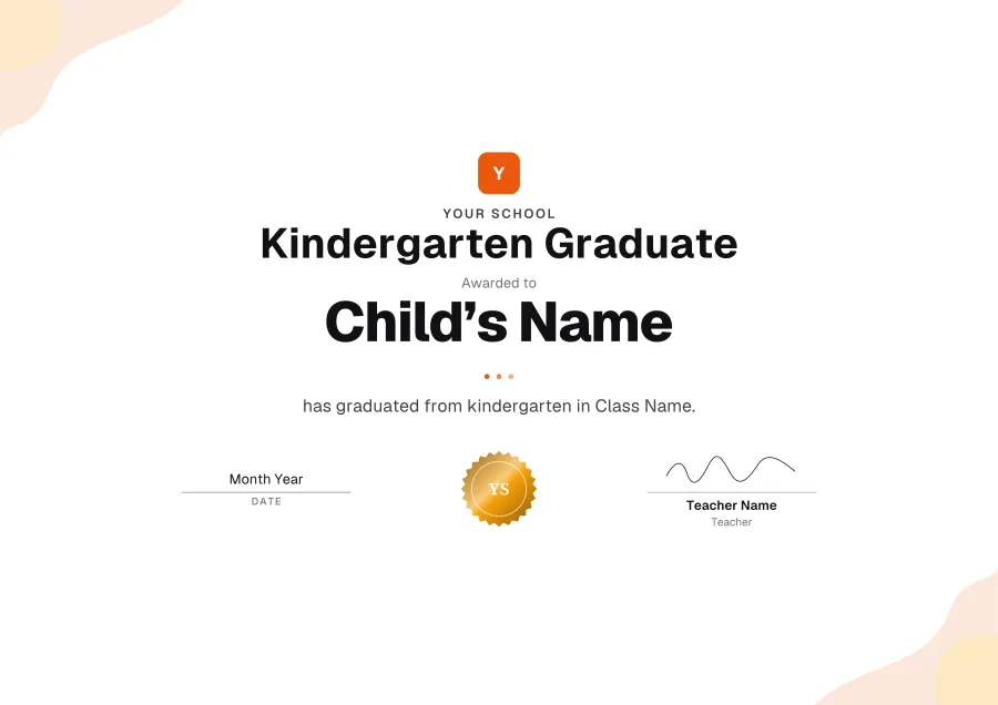 Kindergarten Graduate certificate template for Word: Sunrise design