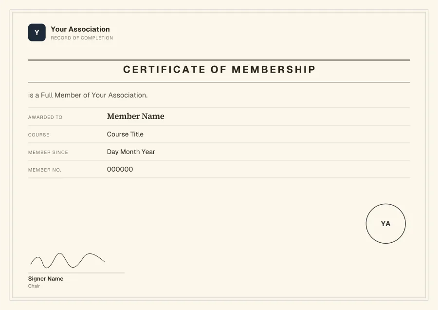 Certificate of membership templates: Ink ledger