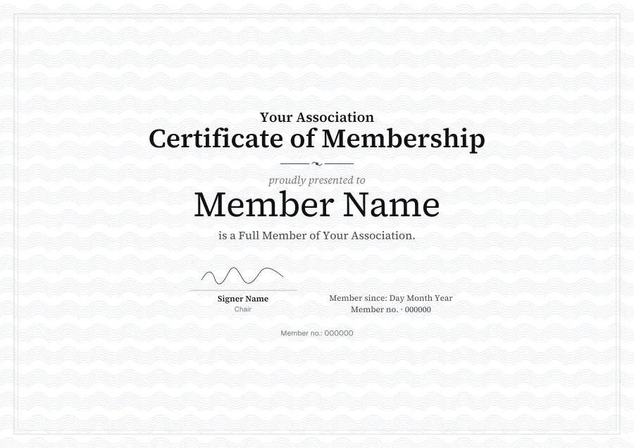 Certificate of Membership certificate template for Word: Ivory guilloche design
