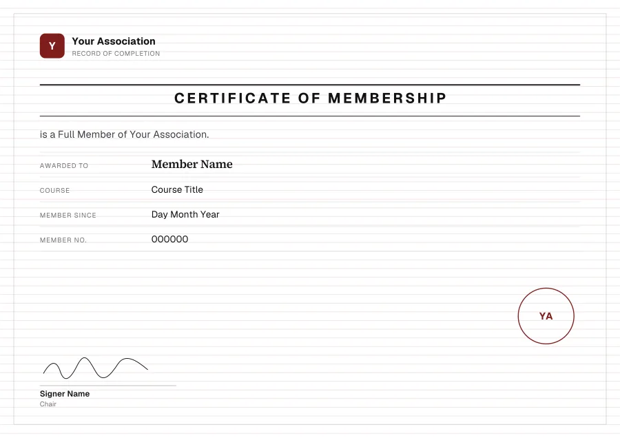 Certificate of Membership certificate template for Word: Ledger lines design