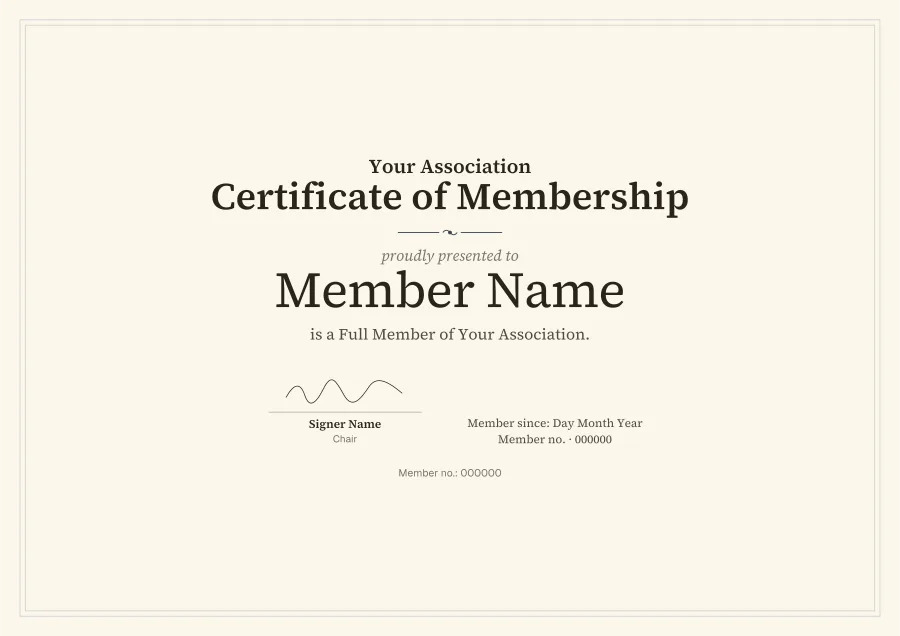 Certificate of Membership certificate template for Word: Navy classic design