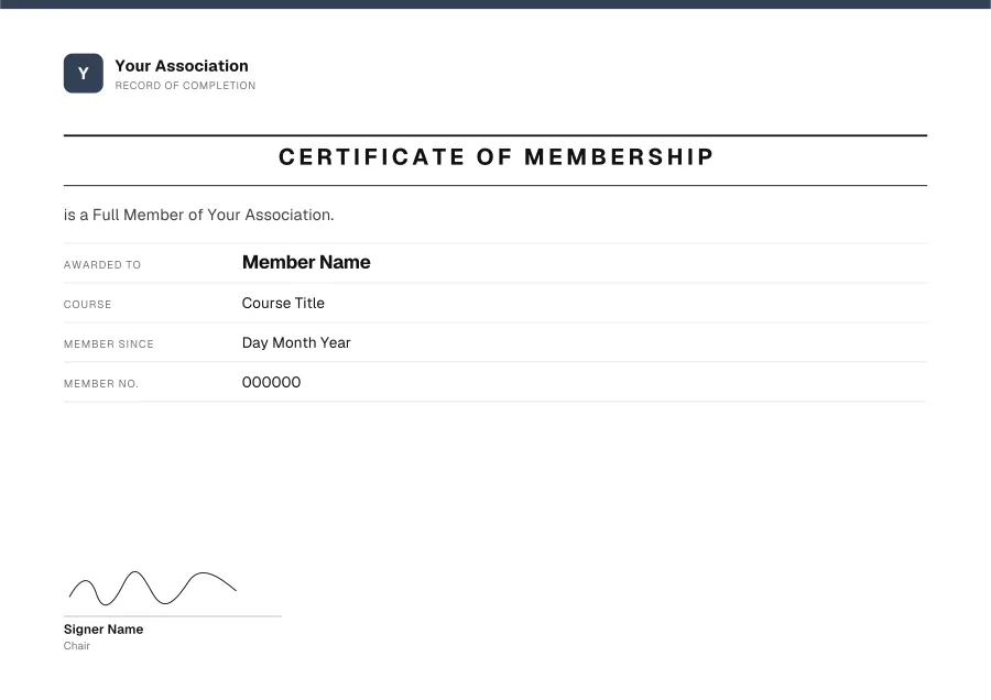 Certificate of Membership certificate template for Word: Slate record design
