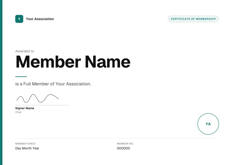 Certificate of Membership certificate template for Word: Teal modern design