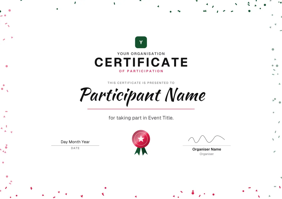 Certificate of participation templates: Confetti
