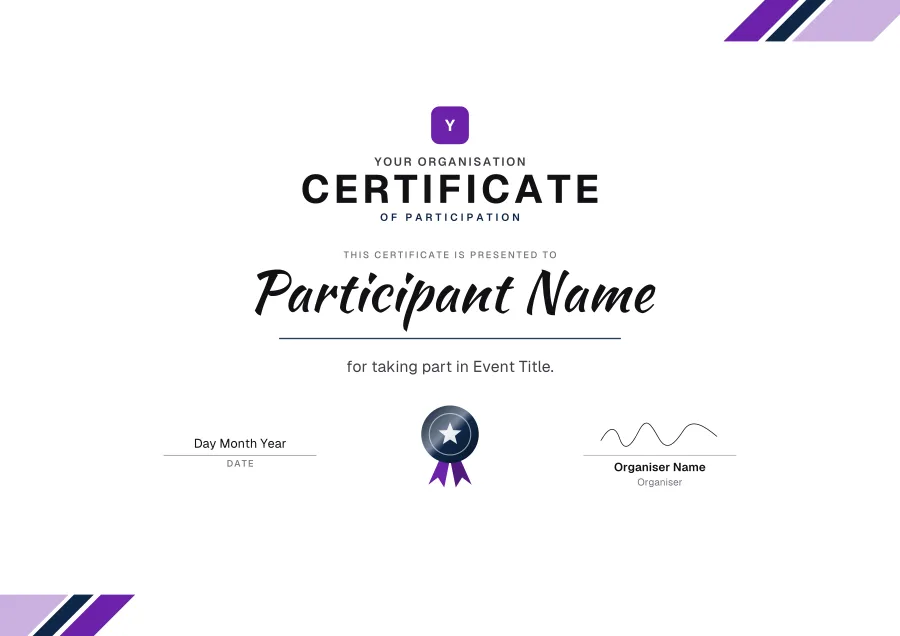 Certificate of Participation certificate template for Word: Event design