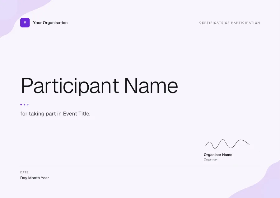 Certificate of Participation certificate template for Word: Lavender design