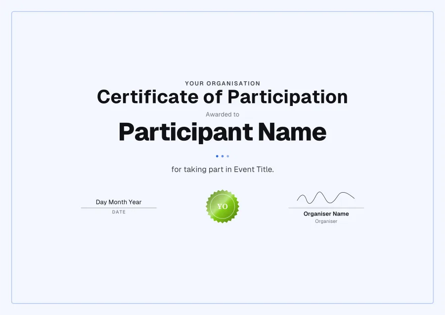 Certificate of Participation certificate template for Word: Playground design