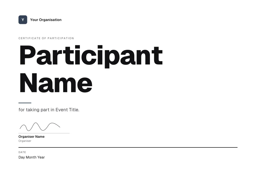 Certificate of Participation certificate template for Word: Poster design