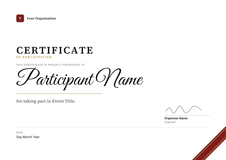 Certificate of Participation certificate template for Word: Ribbon design