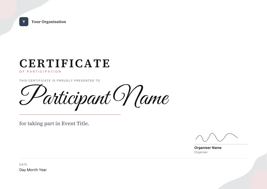 Certificate of Participation certificate template for Word: Soft design