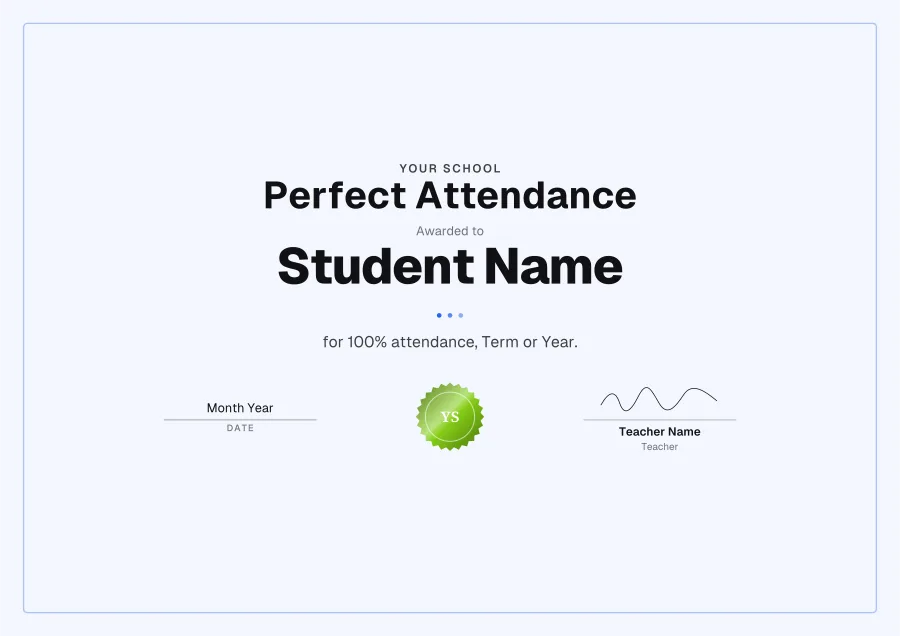 Perfect Attendance certificate template for Word: Playground design