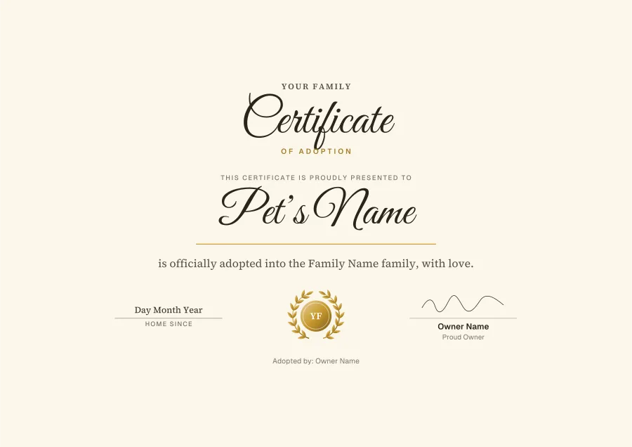 Certificate of Adoption certificate template for Word: Plum script design