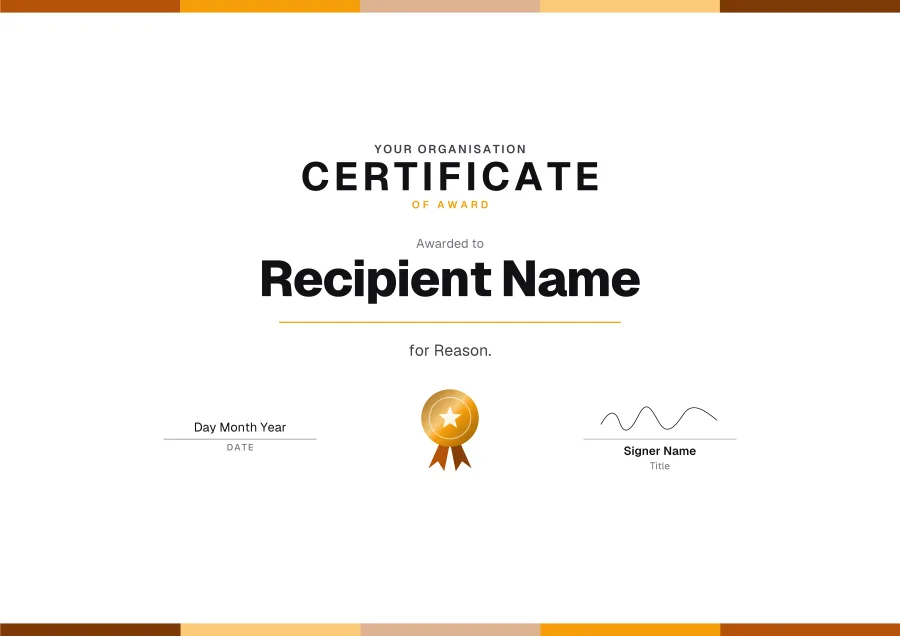 Certificate of Award certificate template for Word: Celebration design