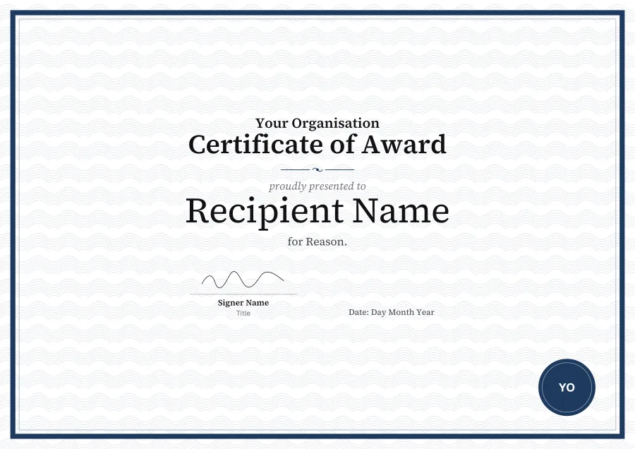 Certificate of Award certificate template for Word: Heritage design