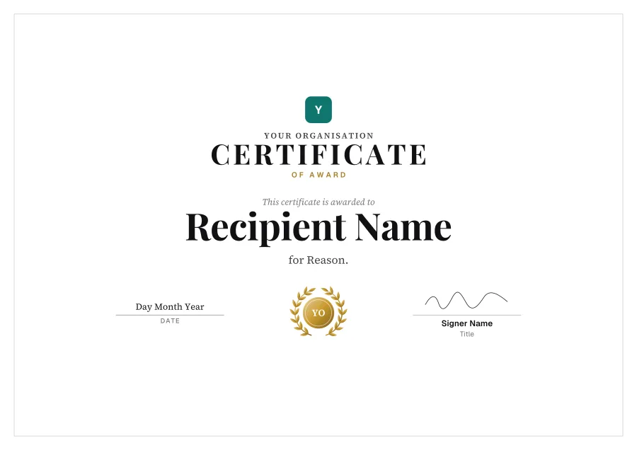 Certificate of Award certificate template for Word: Laurel design