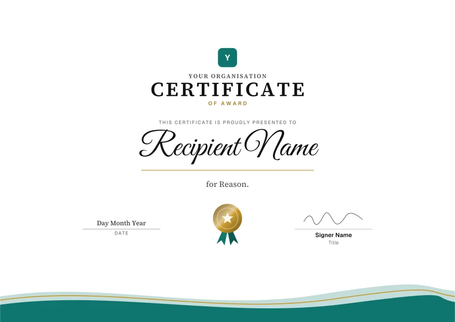 Certificate of Award certificate template for Word: Waves design