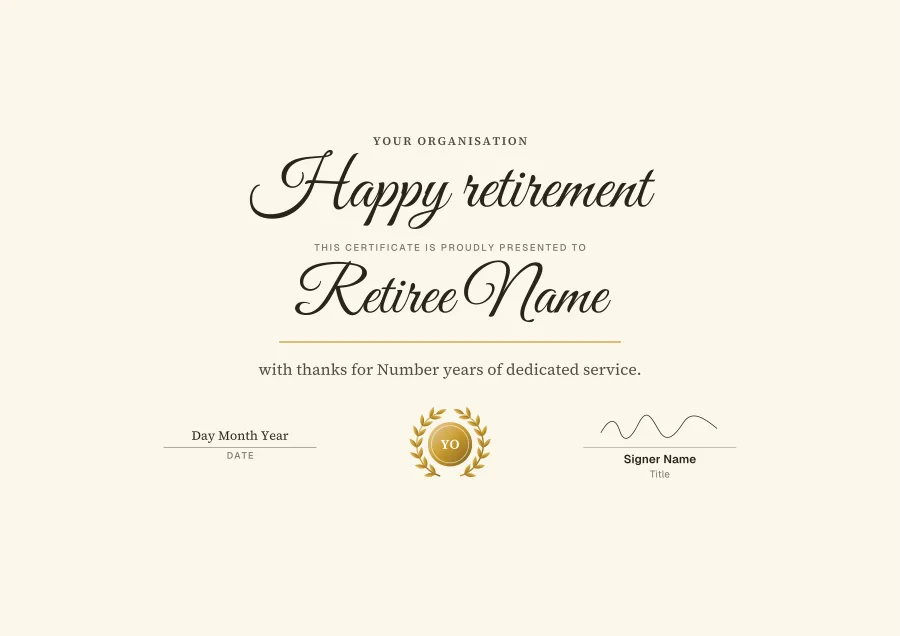 Retirement certificate templates: Plum script