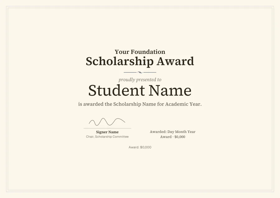 Scholarship certificate templates: Navy classic