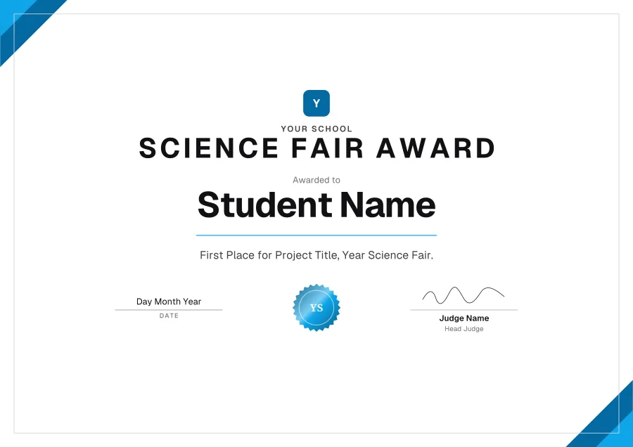 Science fair certificate templates: Sky corners