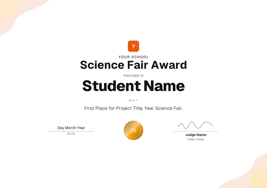 Science Fair Award certificate template for Word: Sunrise design