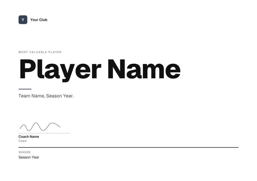 Most Valuable Player certificate template for Word: Poster design