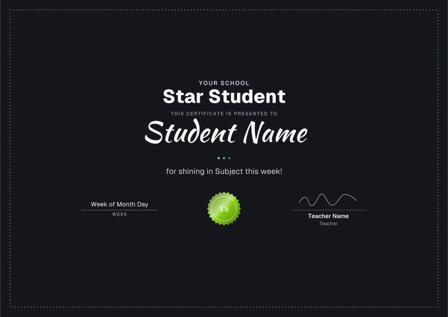 Star Student certificate template for Word: Chalkboard design