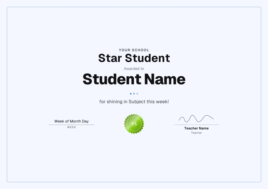 Star Student certificate template for Word: Playground design