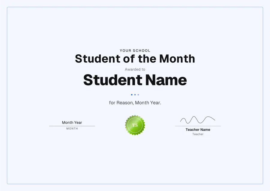 Student of the Month certificate template for Word: Playground design