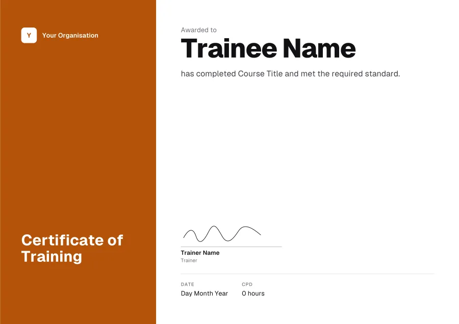Certificate of Training certificate template for Word: Bold design