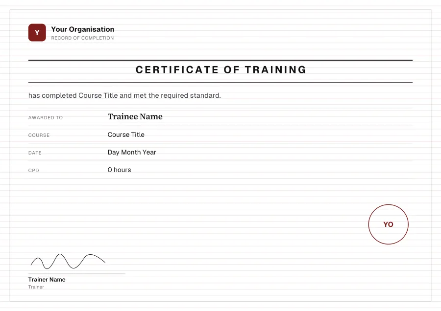 Certificate of Training certificate template for Word: Ledger lines design