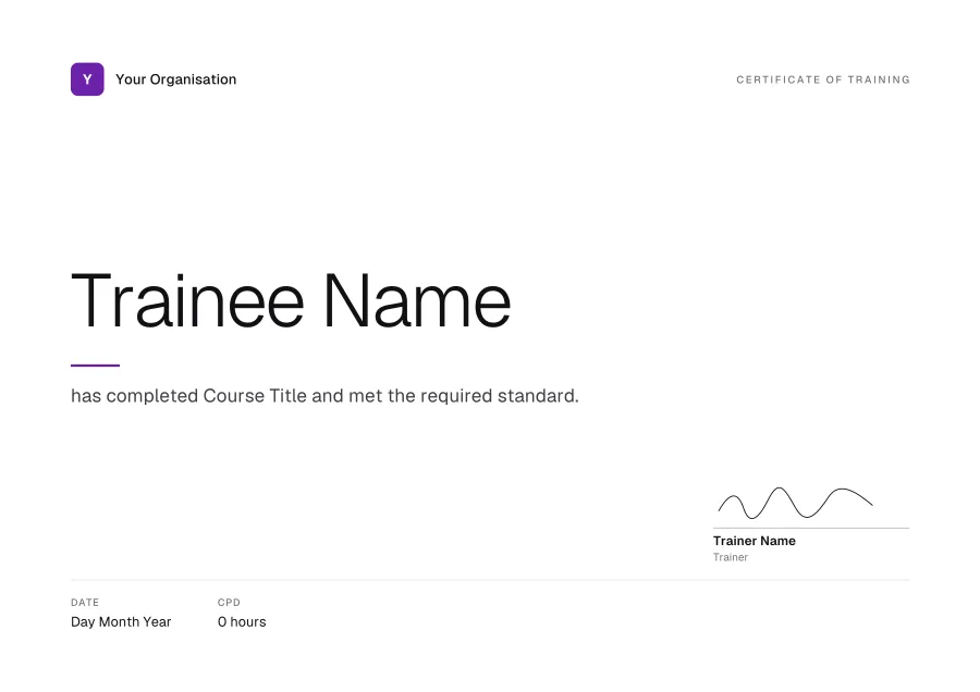Certificate of Training certificate template for Word: Minimal design
