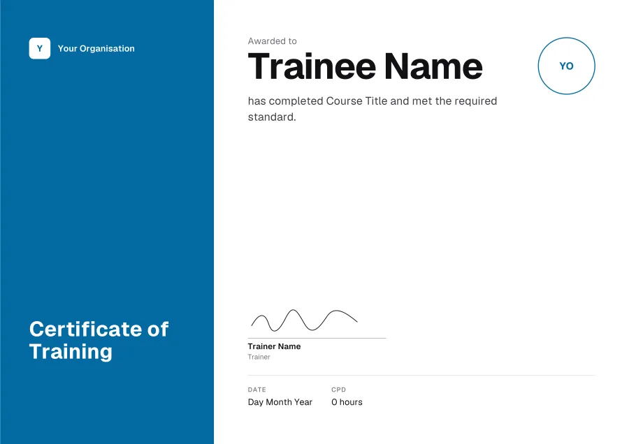 Certificate of Training certificate template for Word: Ocean panel design