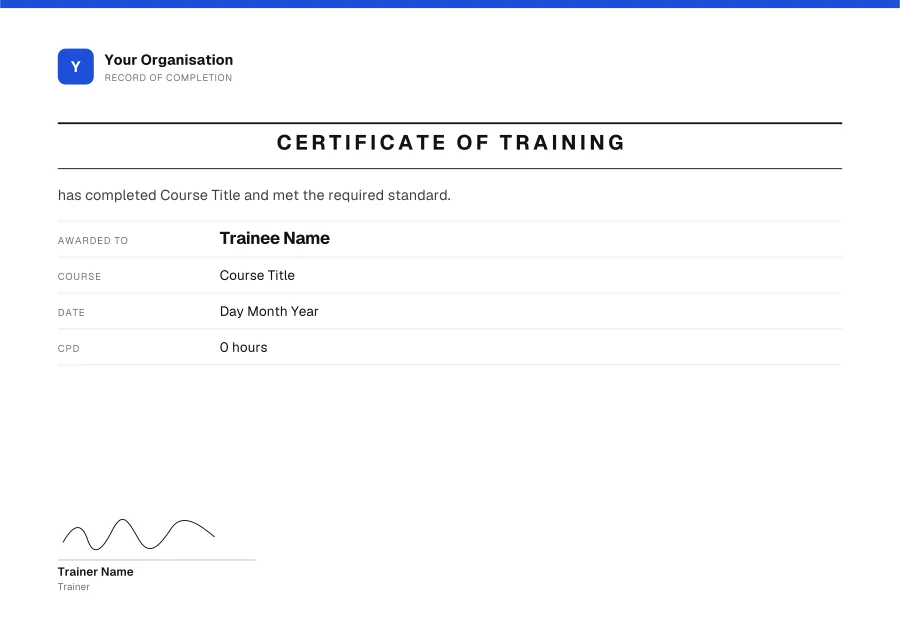 Certificate of Training certificate template for Word, Registry design