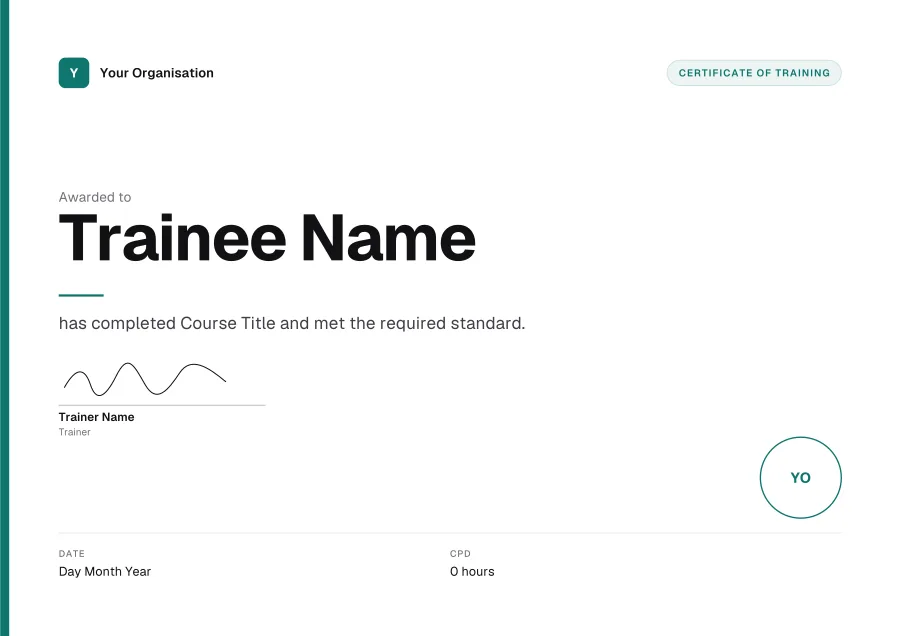 Certificate of Training certificate template for Word: Teal modern design