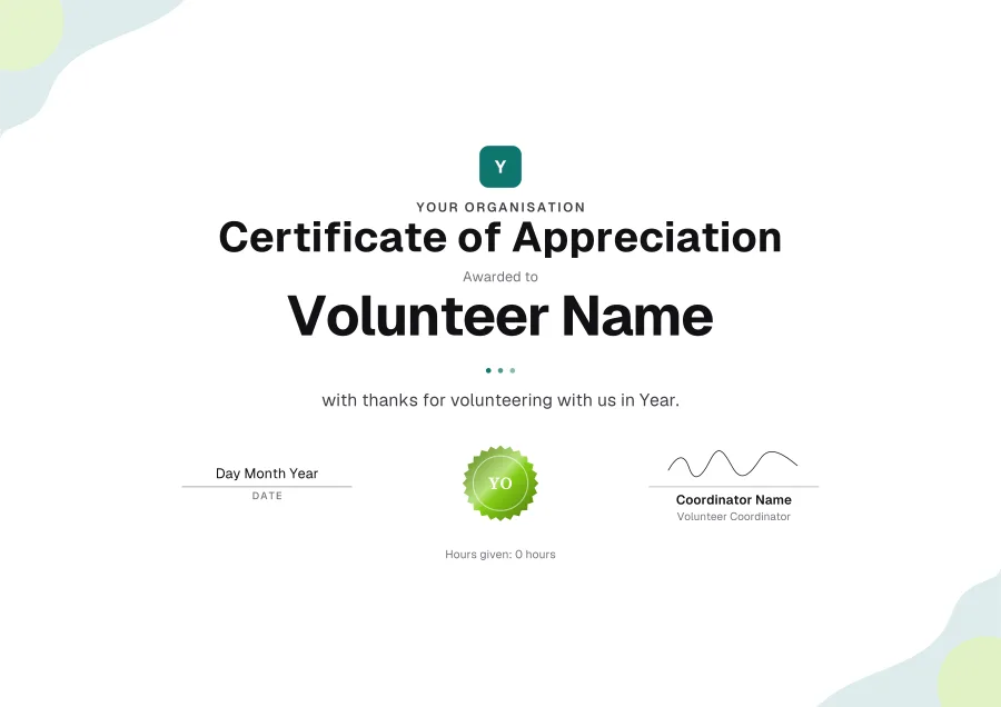 Certificate of Appreciation certificate template for Word: Mint shapes design