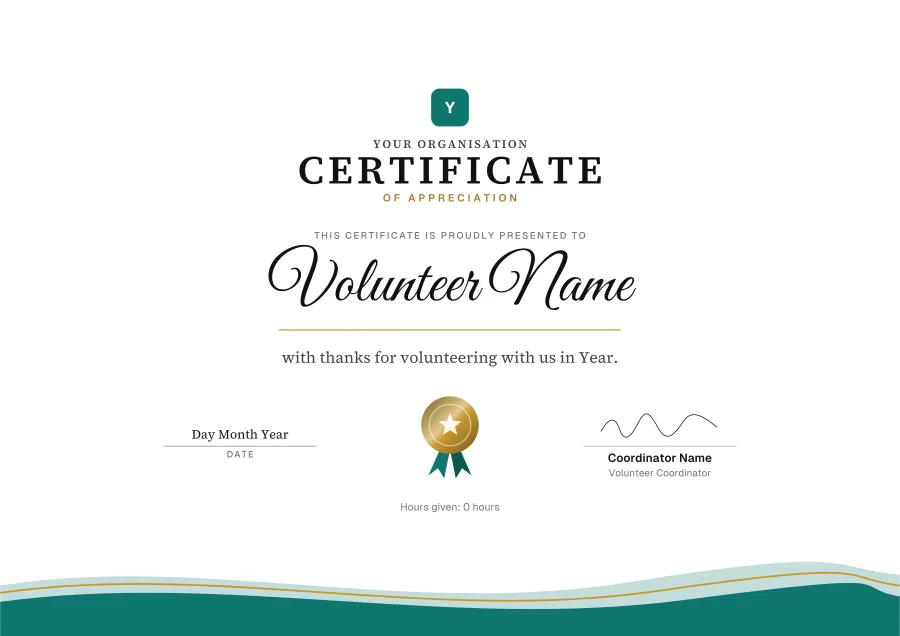 Certificate of Appreciation certificate template for Word: Waves design