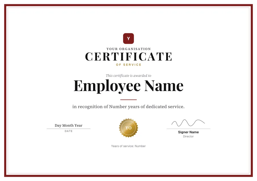 Certificate of Service certificate template for Word: Burgundy formal design