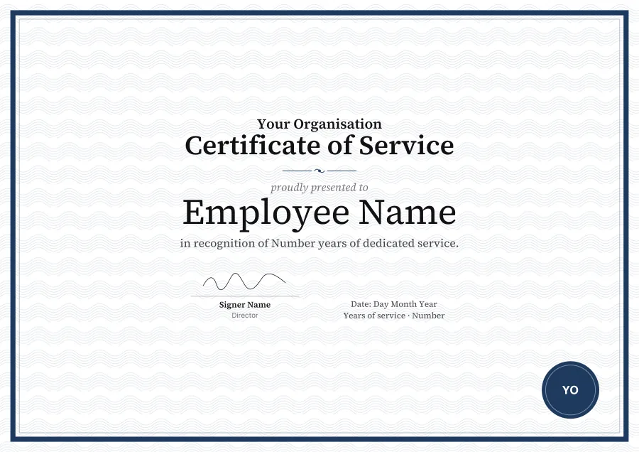 Certificate of Service certificate template for Word: Heritage design